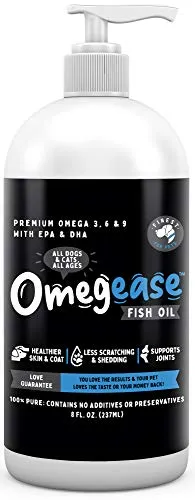 100% Pure Omega 3, 6 & 9 Fish Oil for Dogs and Cats. Supports Skin & Coat Condition, Joint Function, Immune, Brain & Heart Health. All Natural EPA   DHA Fatty Acids. Pet Liquid Food Supplement 8 oz