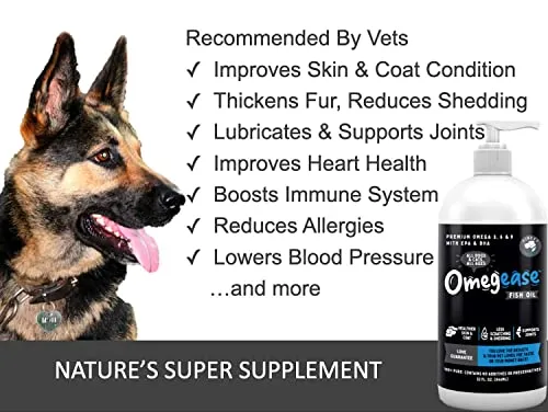 100% Pure Omega 3, 6 & 9 Fish Oil for Dogs and Cats. Supports Skin & Coat Condition, Joint Function, Immune, Brain & Heart Health. All Natural EPA   DHA Fatty Acids. Pet Liquid Food Supplement 8 oz