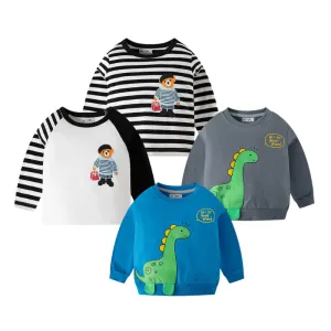 4-Pack Toddler Boys 100% Cotton Long Sleeve Tshirt