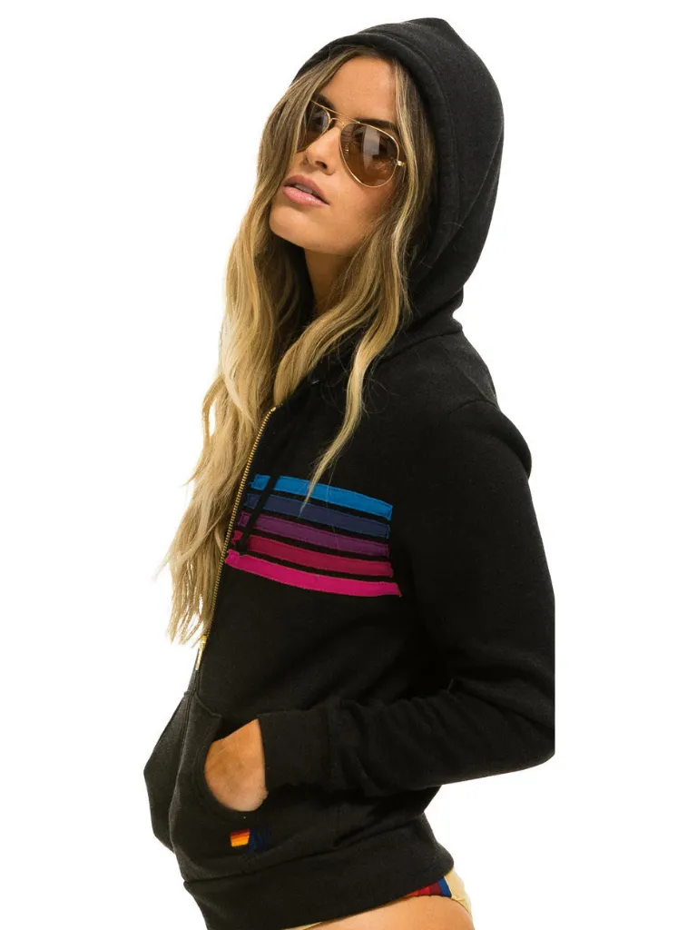 5 Stripe Hoodie Black/Pink Purple