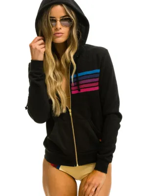 5 Stripe Hoodie Black/Pink Purple