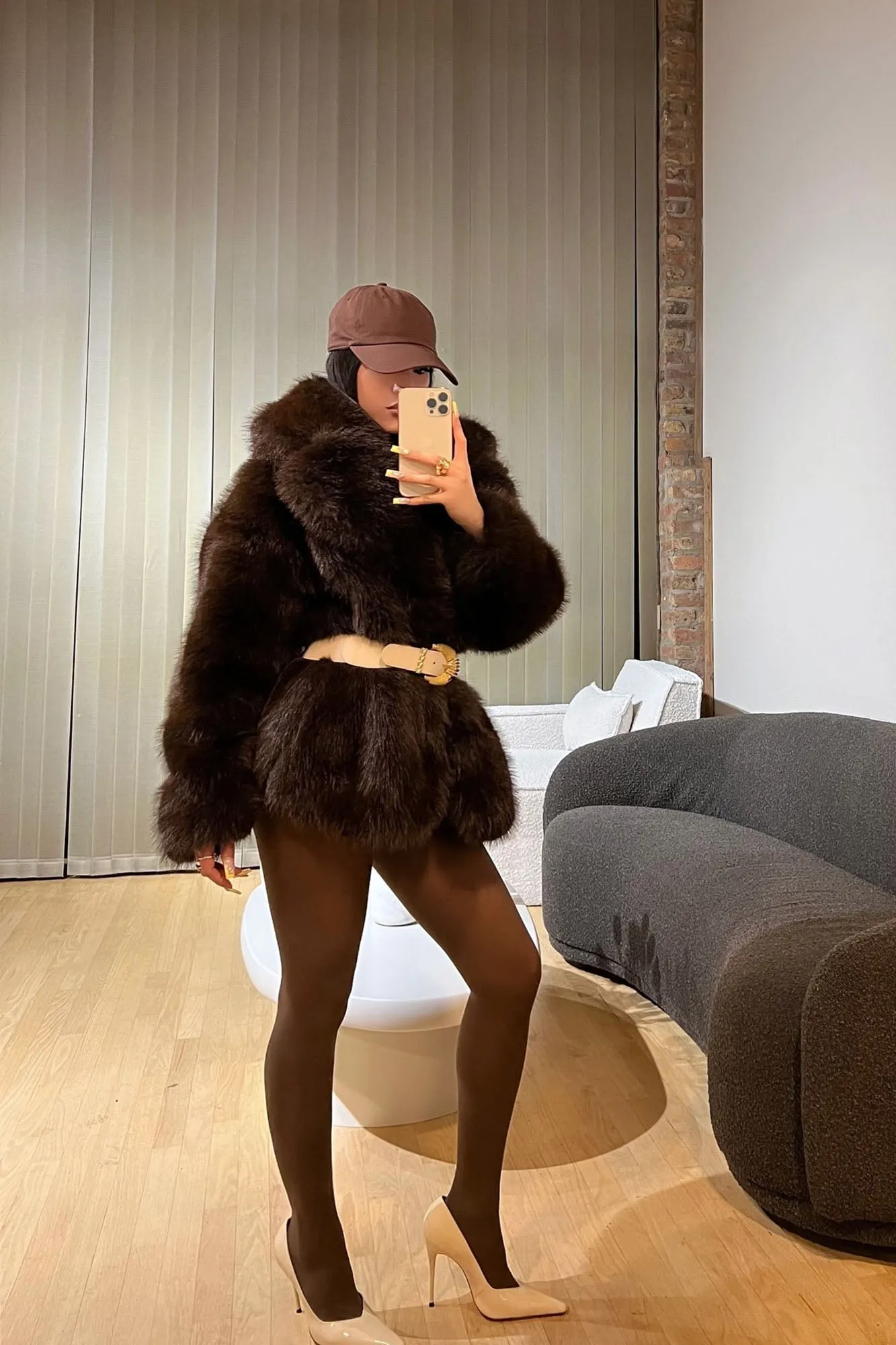 A Little Bit More Faux Fur Coat - Chocolate