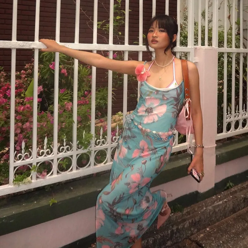 Alara Mesh Floral Maxi Dress