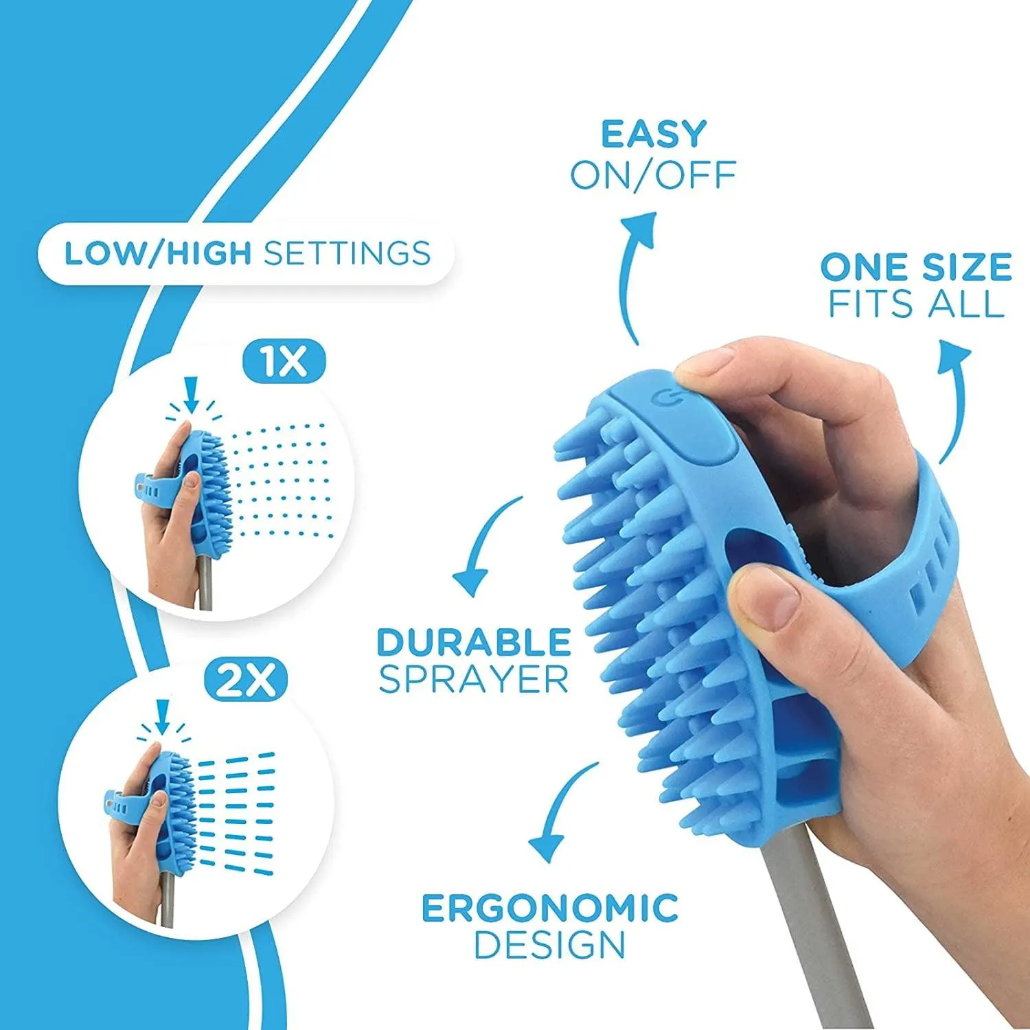 Aquapaw Dog Bath Brush Pro - Sprayer and Scrubber Tool in One - Indoor/Outdoor Dog Bathing Supplies - Pet Grooming for Dogs or Cats with Long and Short Hair - Dog Wash with Hose and Shower Attachment