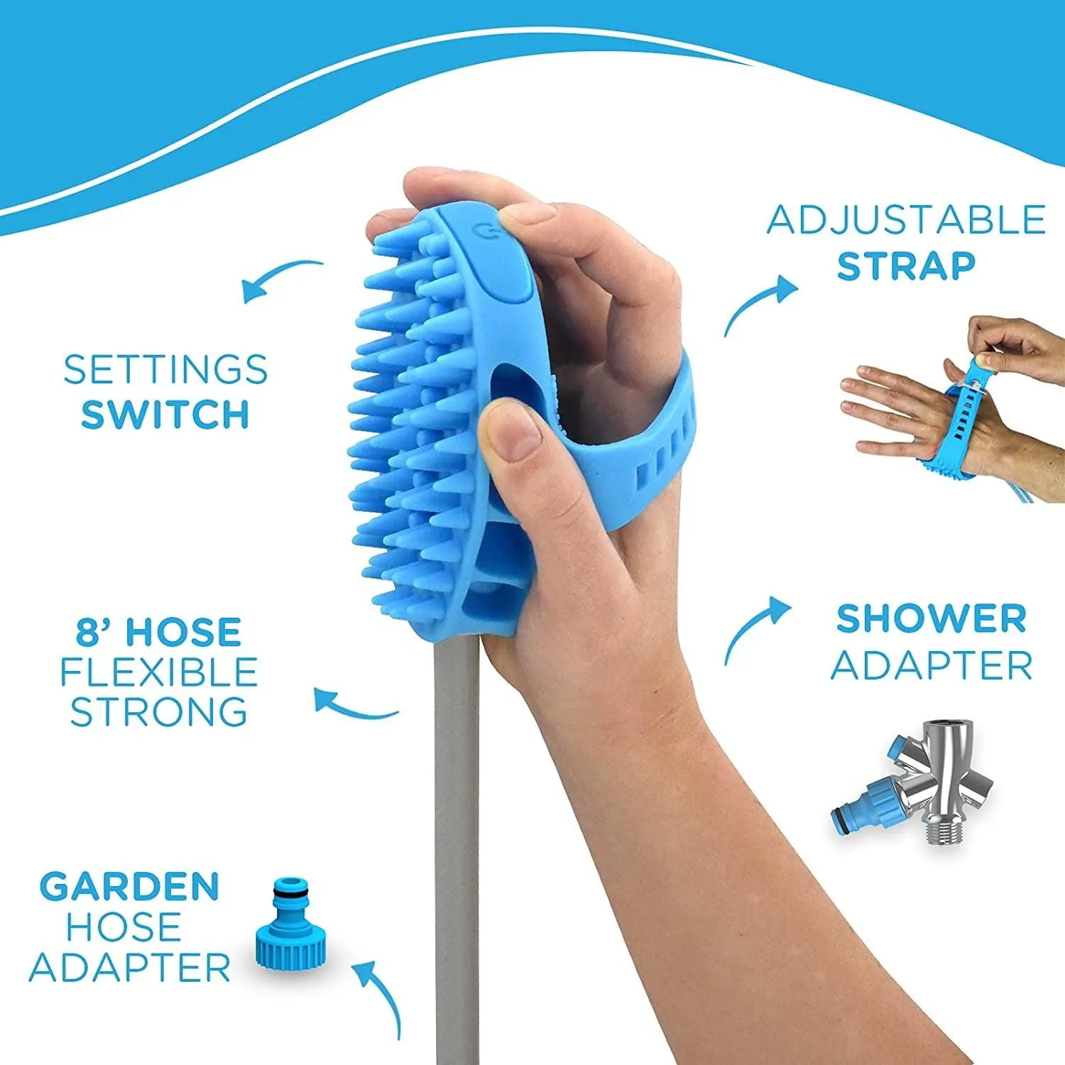 Aquapaw Dog Bath Brush Pro - Sprayer and Scrubber Tool in One - Indoor/Outdoor Dog Bathing Supplies - Pet Grooming for Dogs or Cats with Long and Short Hair - Dog Wash with Hose and Shower Attachment