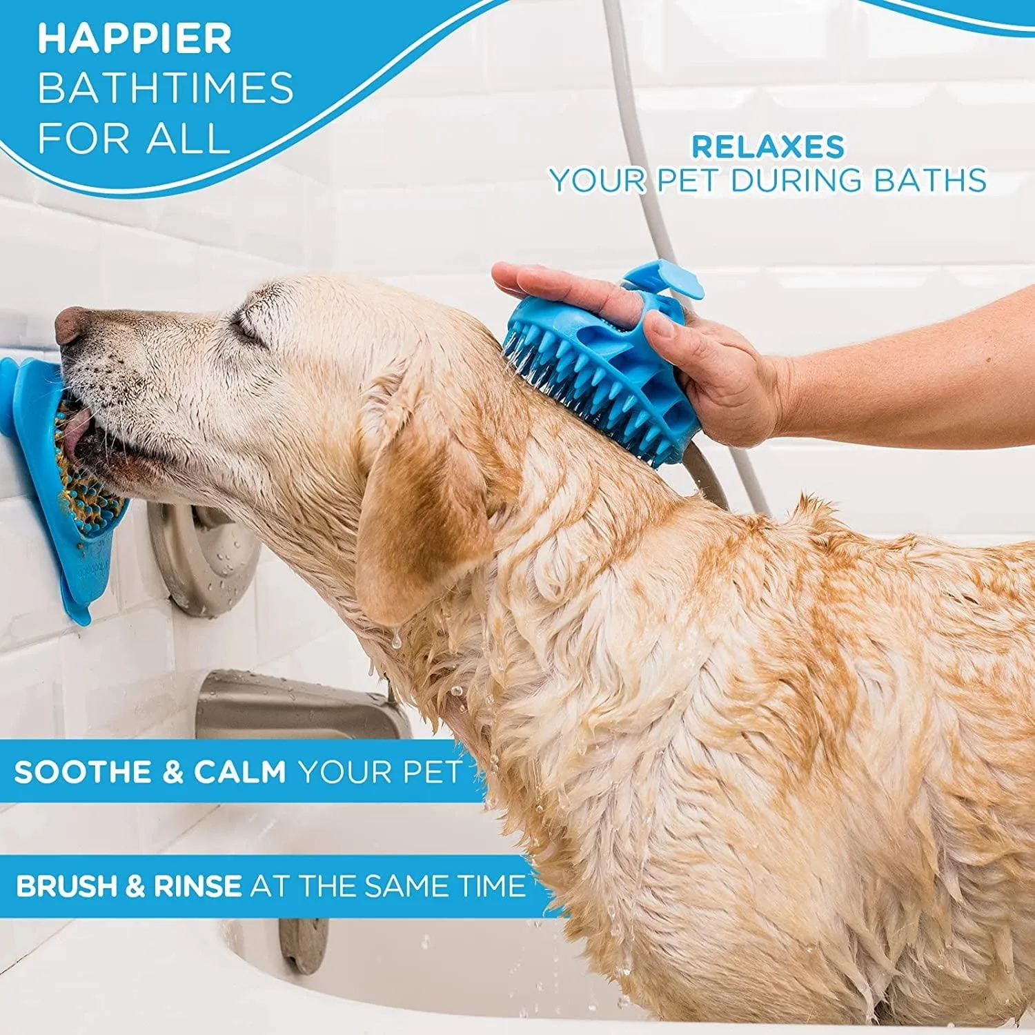 Aquapaw Dog Bath Brush Pro - Sprayer and Scrubber Tool in One - Indoor/Outdoor Dog Bathing Supplies - Pet Grooming for Dogs or Cats with Long and Short Hair - Dog Wash with Hose and Shower Attachment