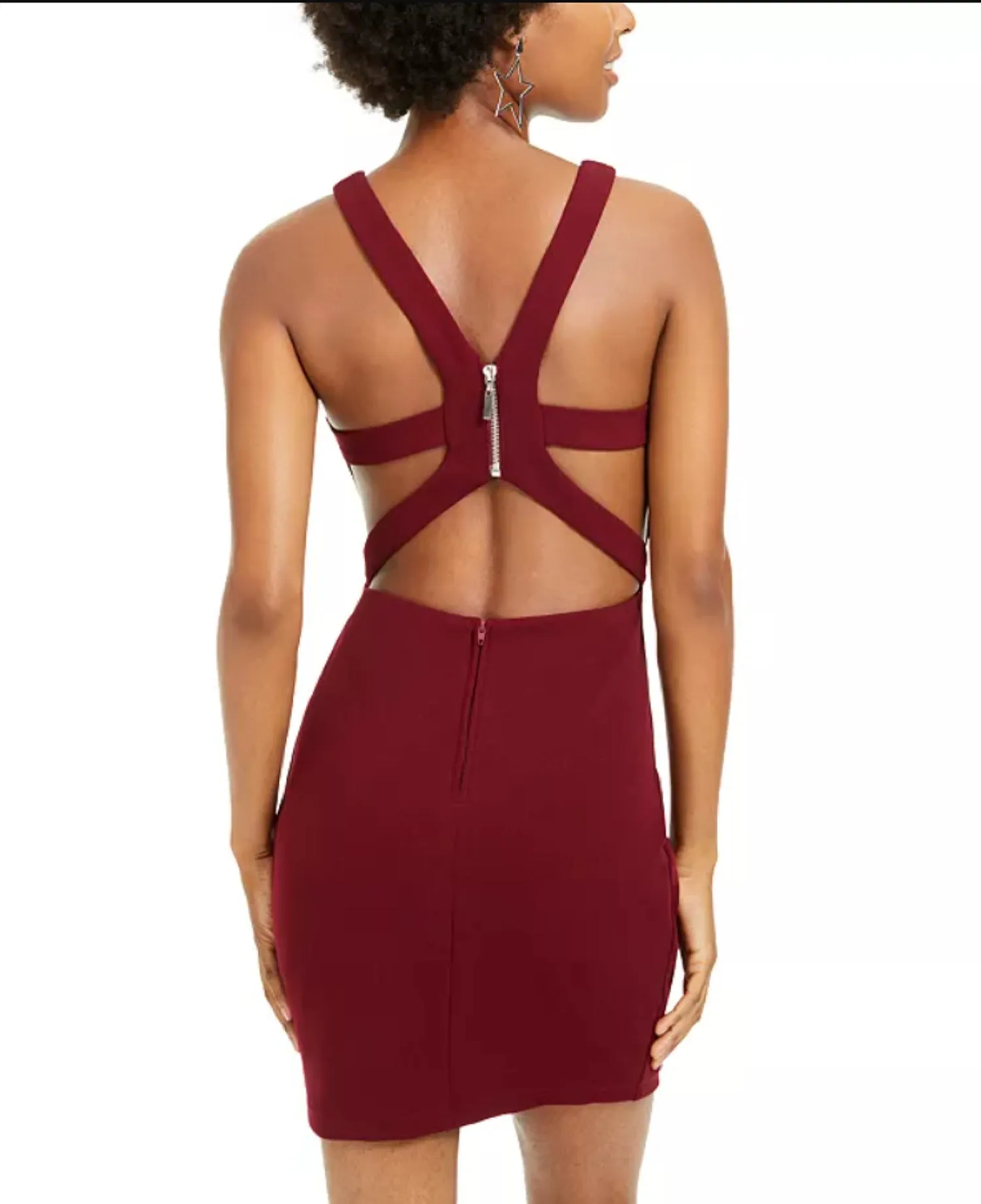 B Darlin Juniors' V-neck Strappy Sheath Sleeveless Dress, Red Wine, 0