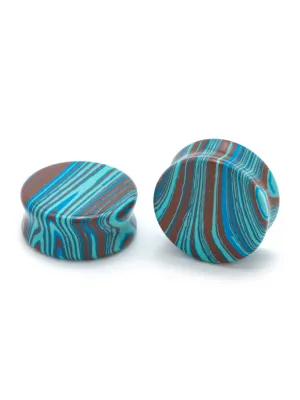 Blue & Red Malachite Stone Plugs