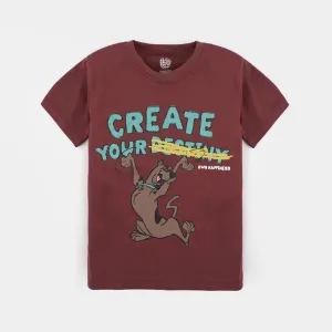 Boys Cotton Jersey T-Shirt H/S Create Your Destiny-Brown