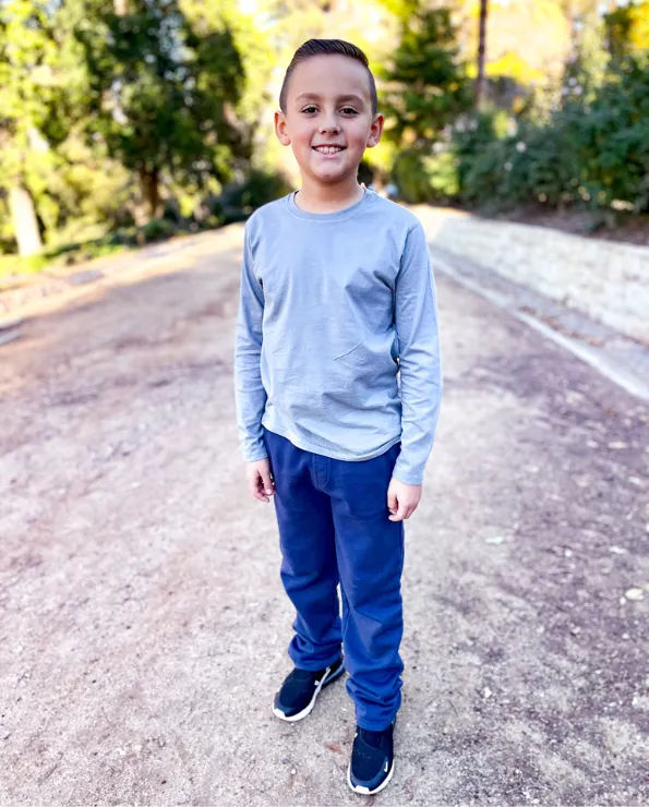 Boys Soft Cotton Jersey Long Sleeve Tee | Crayon Blue