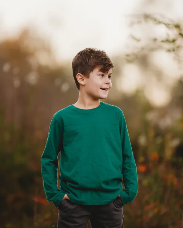 Boys Soft Cotton Jersey Long Sleeve Tee | Crayon Blue