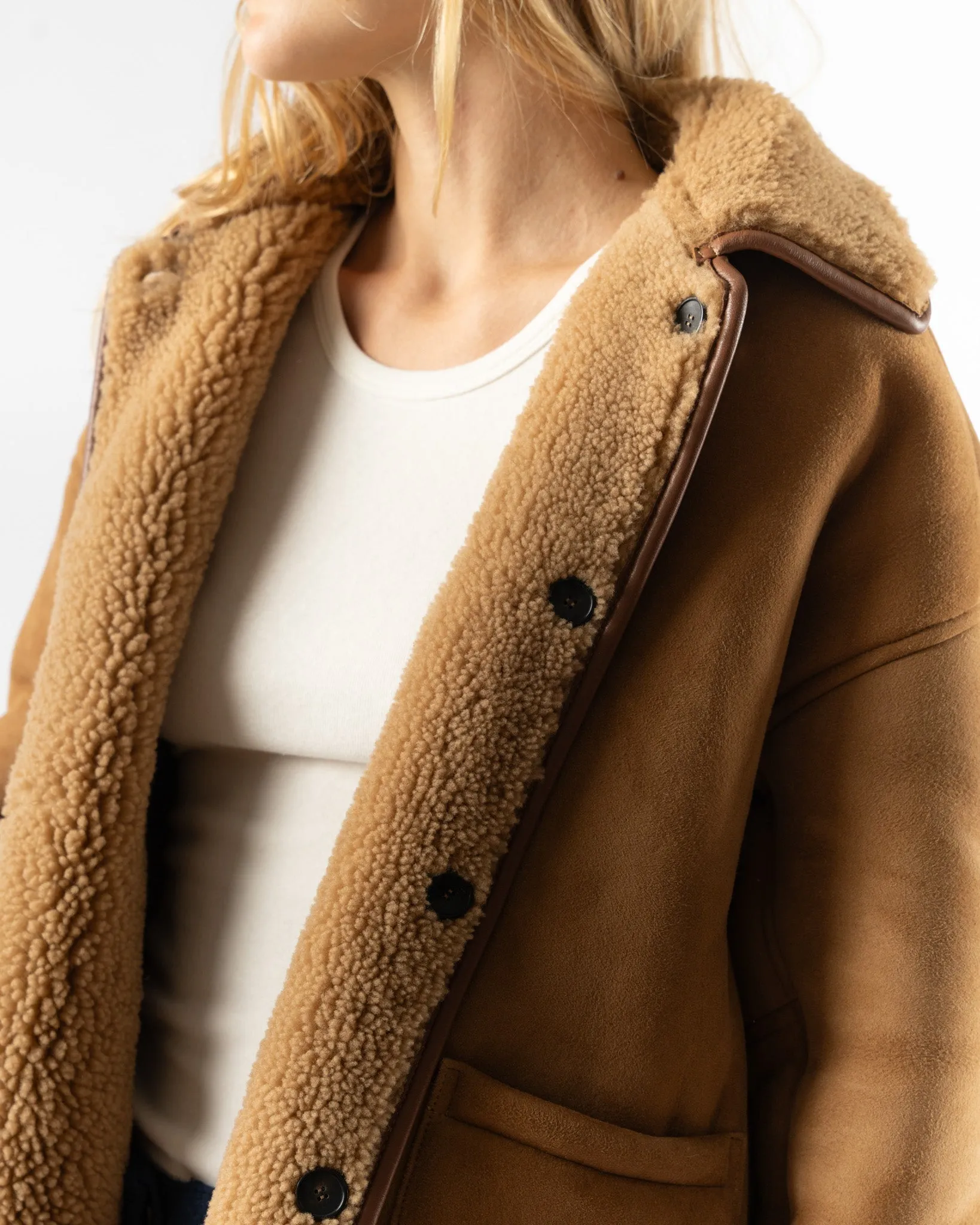 Cawley Curly Hair Avis Jacket in Tan