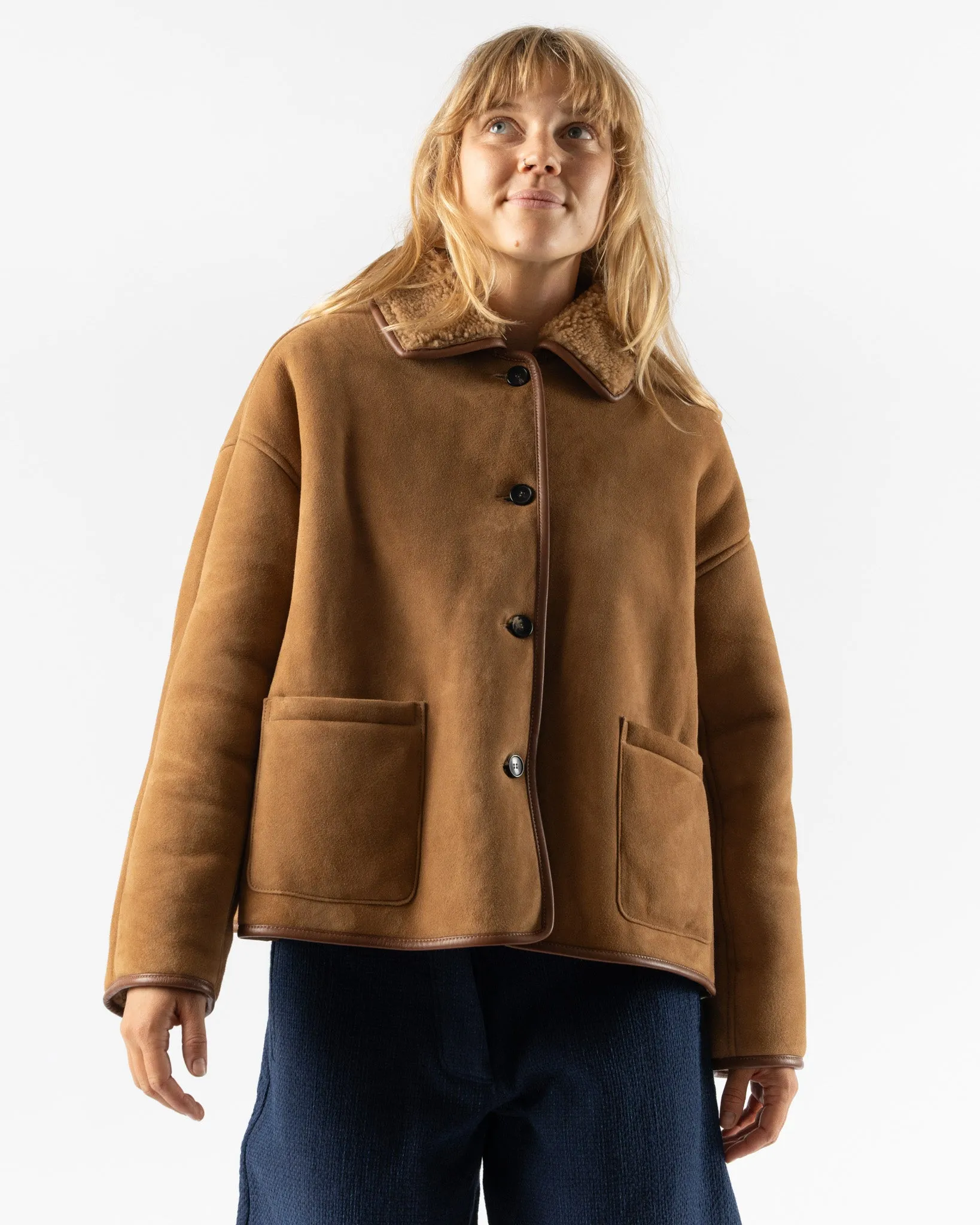 Cawley Curly Hair Avis Jacket in Tan