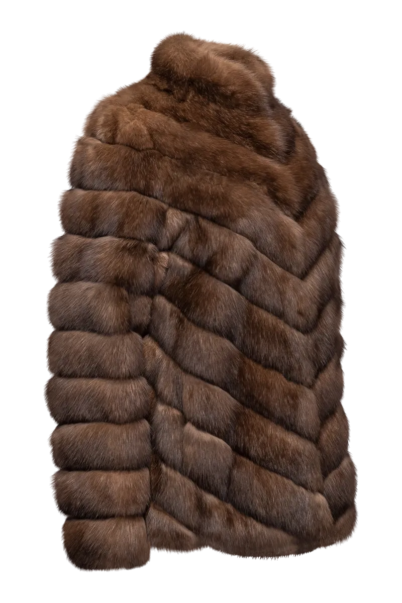 Chevron Natural Russian Sable Fur Jacket