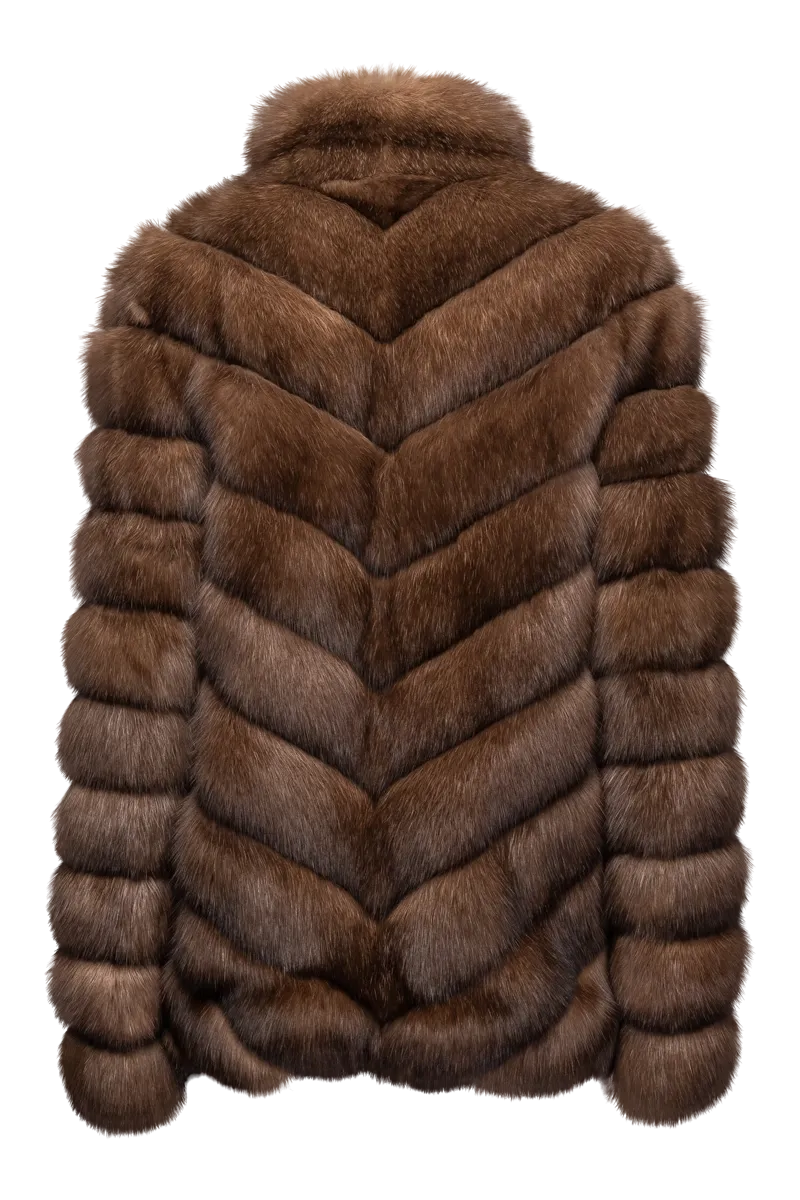 Chevron Natural Russian Sable Fur Jacket