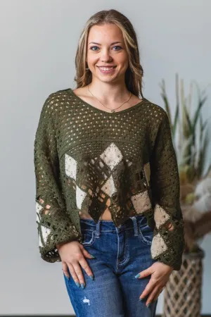 Collared Crochet Sweater Top