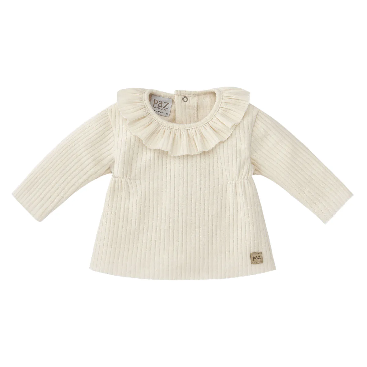 Cream Knit Ruffle-Neck Sweater