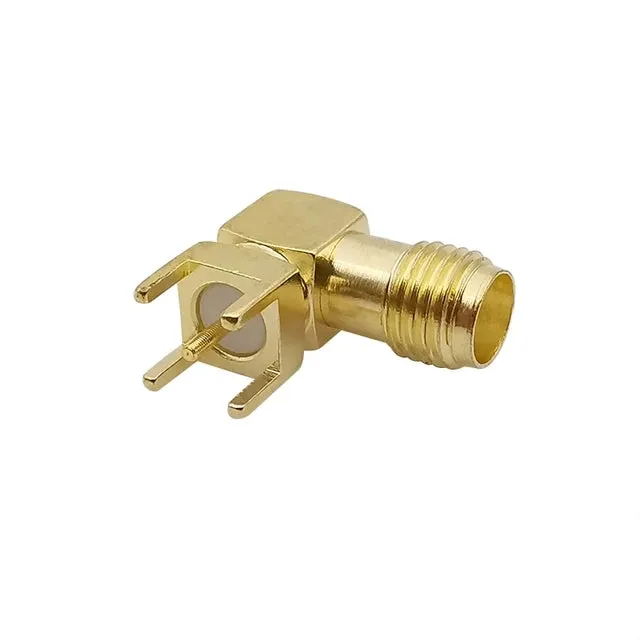 Curved Feet SMA-KWE Outer Screw Inner Hole RF Antenna Base 90 Degree Connector