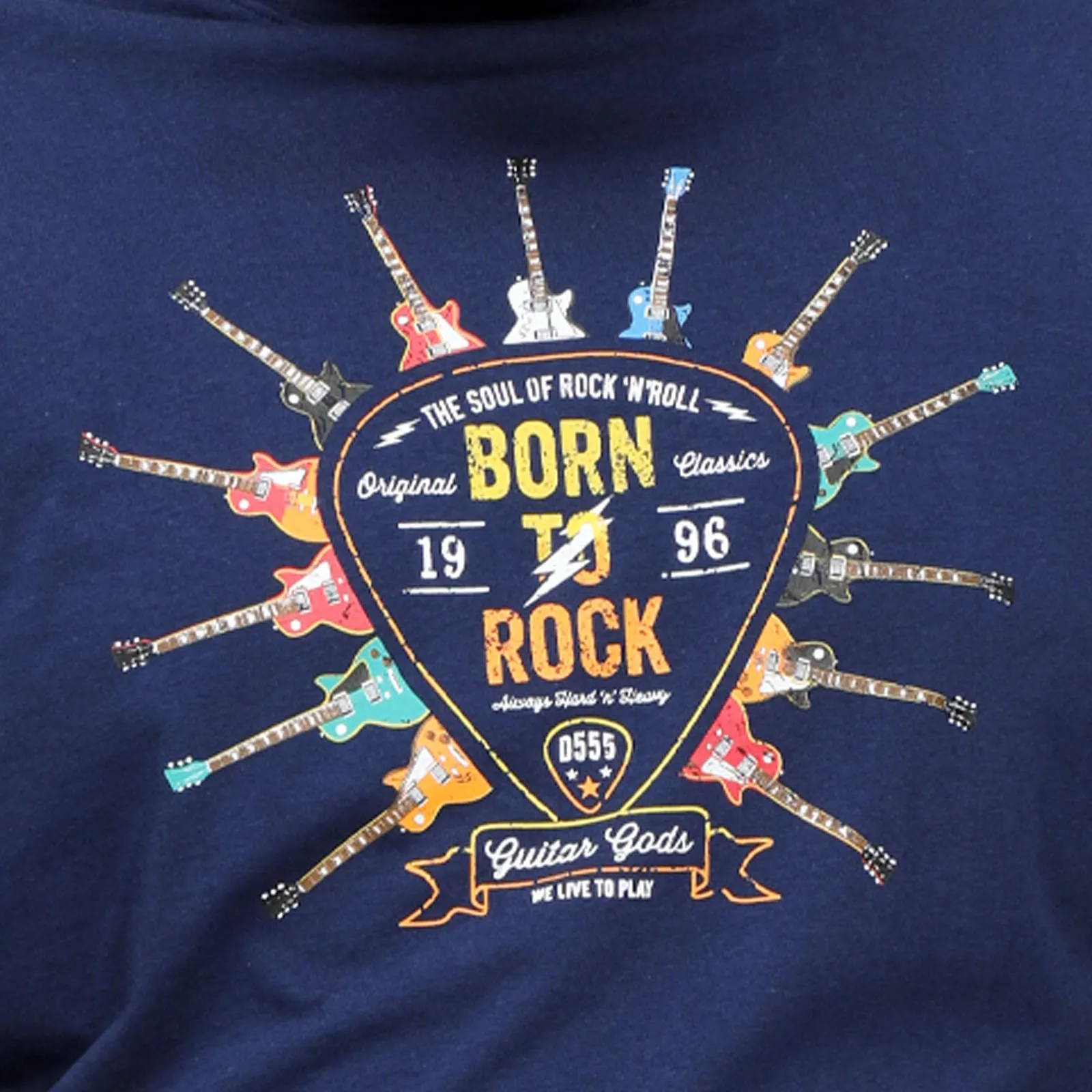 D555 Mens Colin Big & Tall Born To Rock Printed T-Shirt - Navy