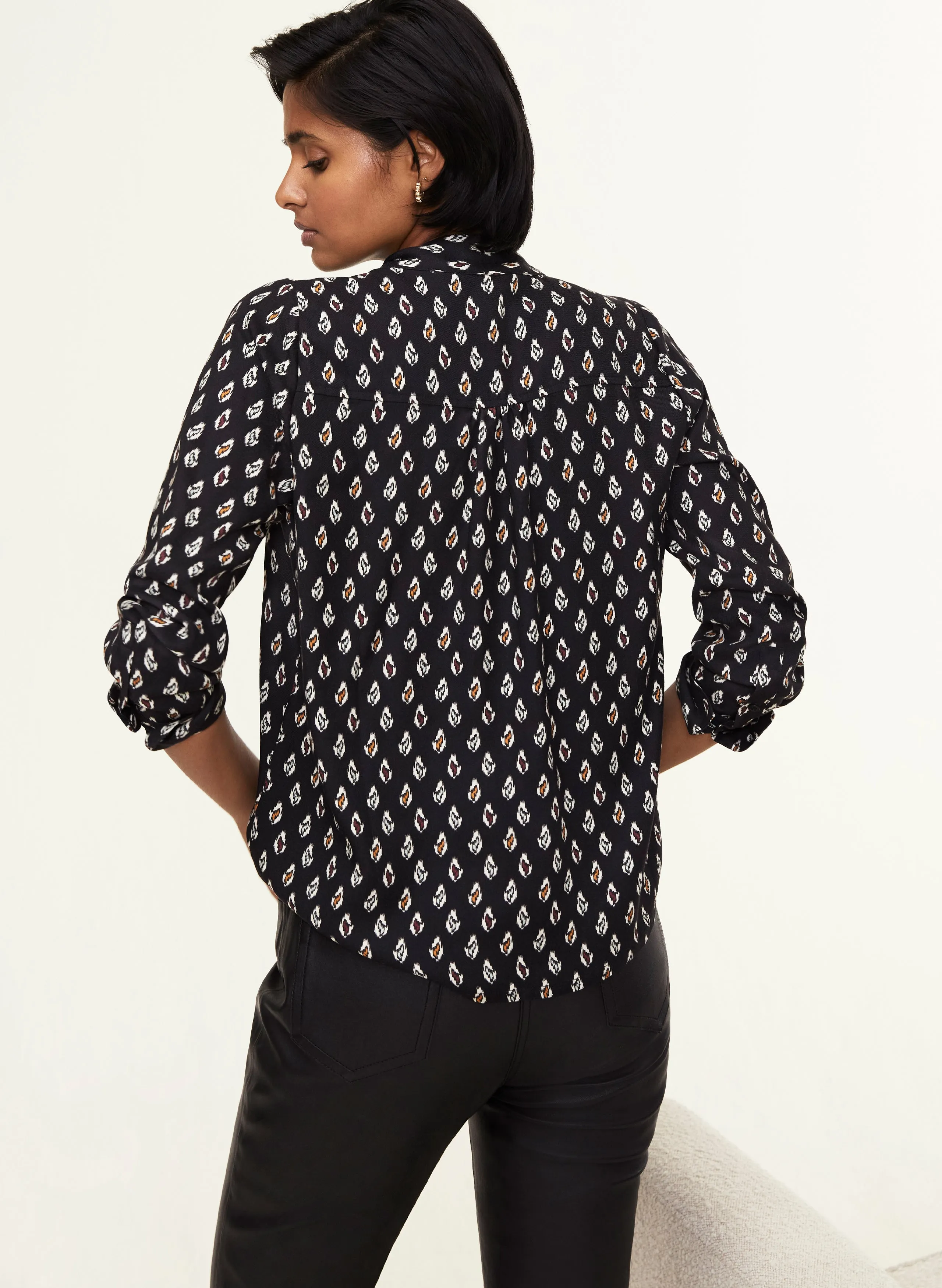 Effie Printed Tie Neck Blouse