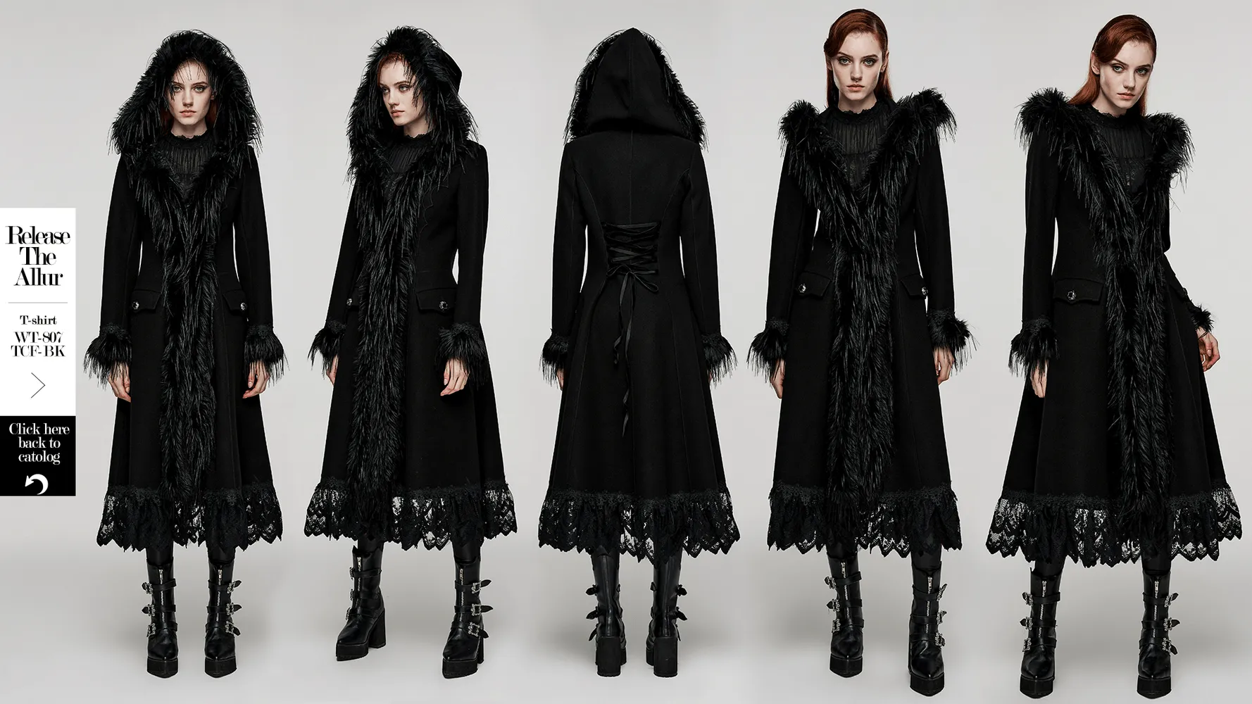 Elegant Gothic Faux Cashmere Lace-Trim Coat