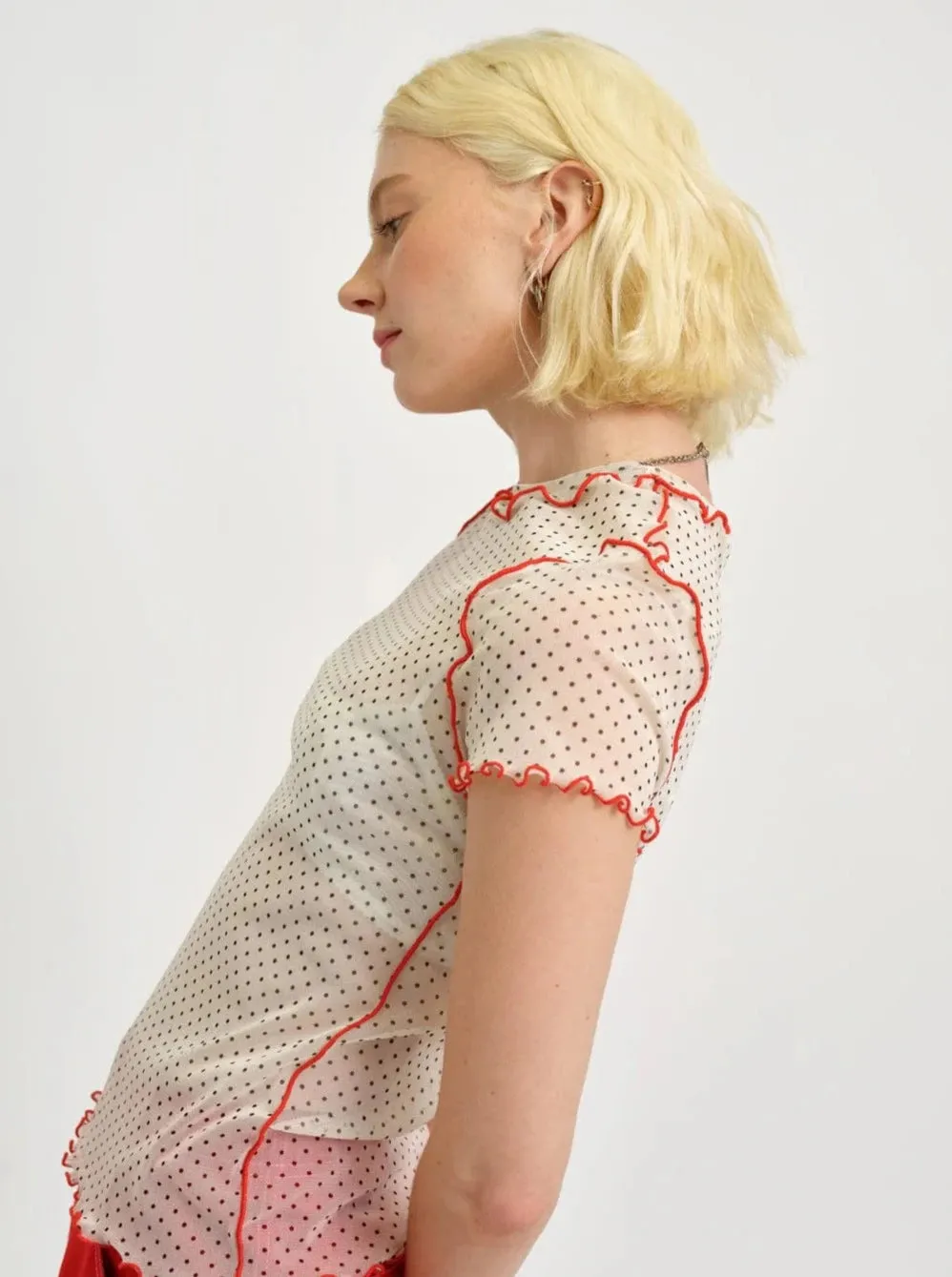 ELIZA FAULKNER - Remy tee cream polkadot mesh