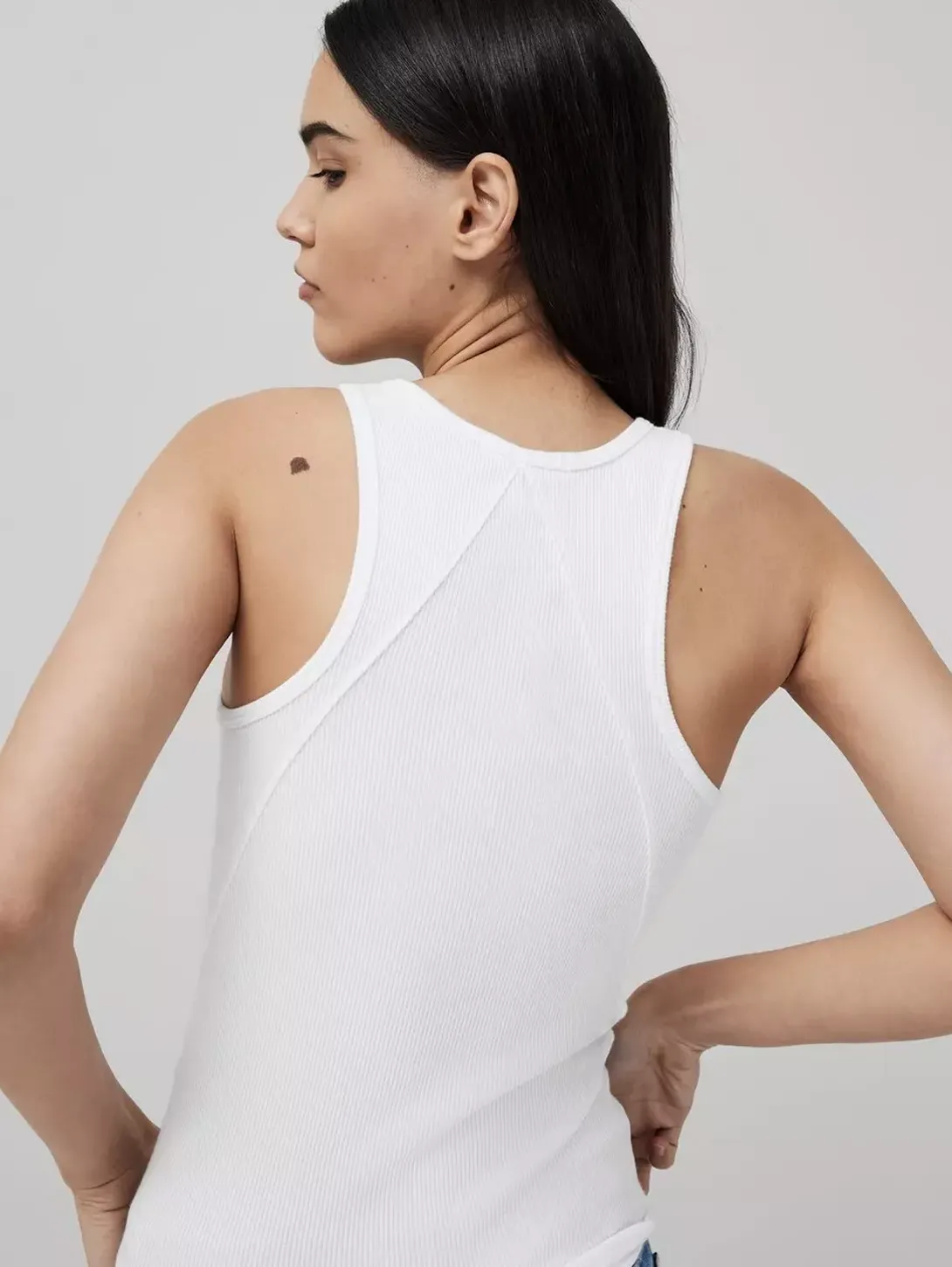 Essential Rib Tank - White