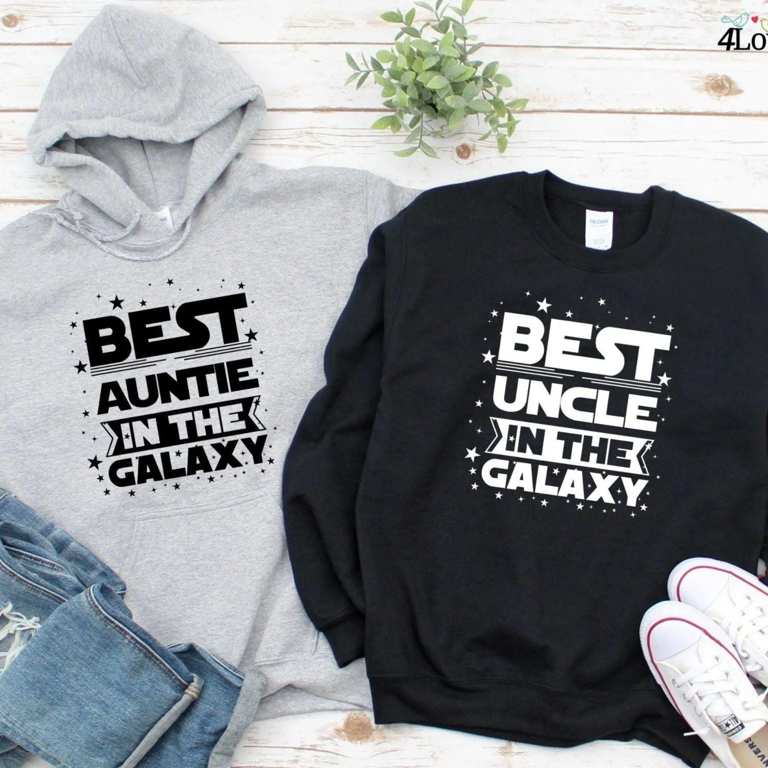 Galaxy's Top Uncle & Hilarious Aunt Matching Outfits: Perfect Gift for Favorite Duo