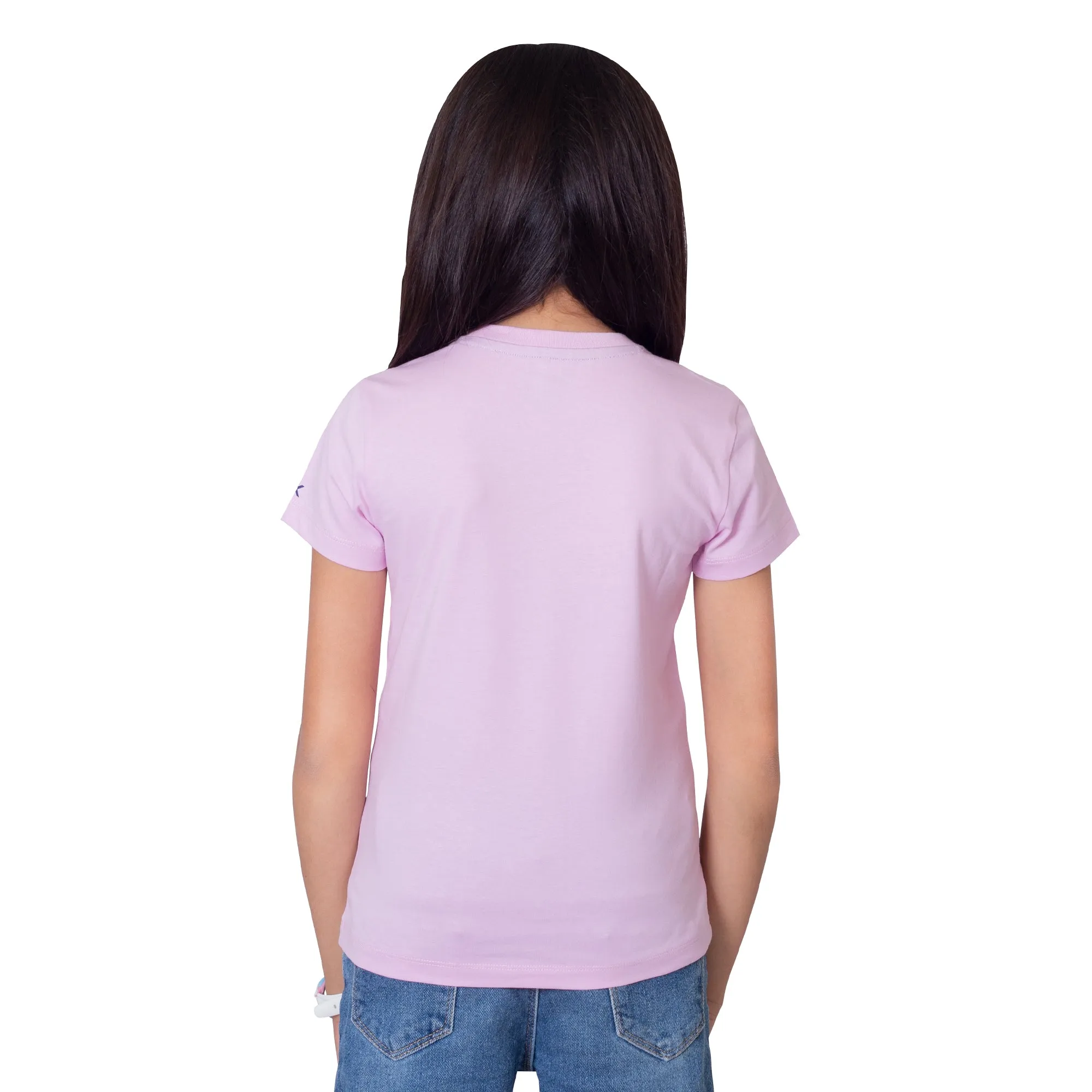 Girls Pink Round Neck T-Shirt