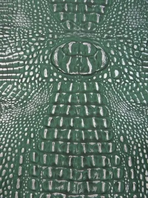 Green/Silver Metallic Caiman Gator Vinyl / 30 Yard Roll