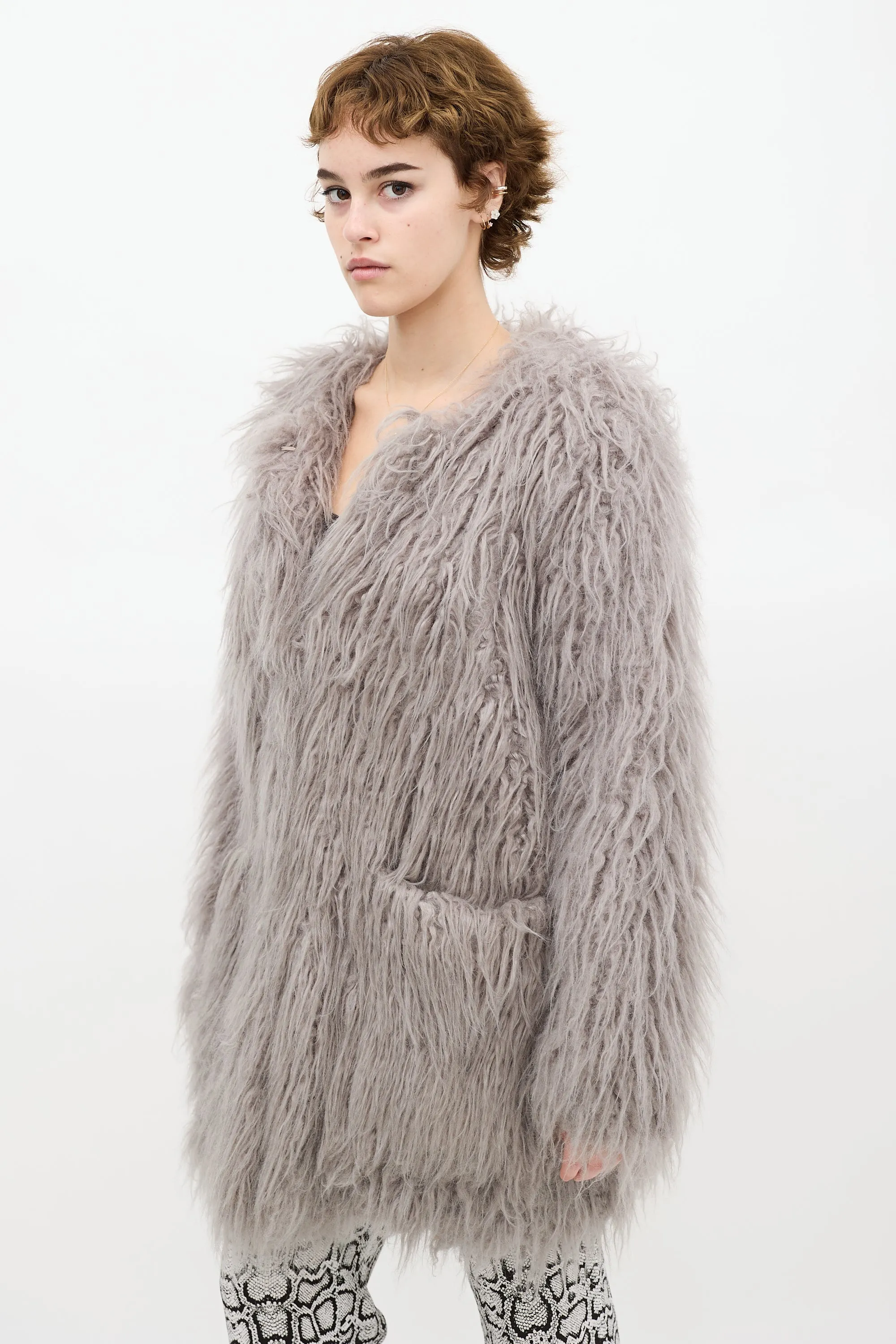 Grey Faux Fur Coat