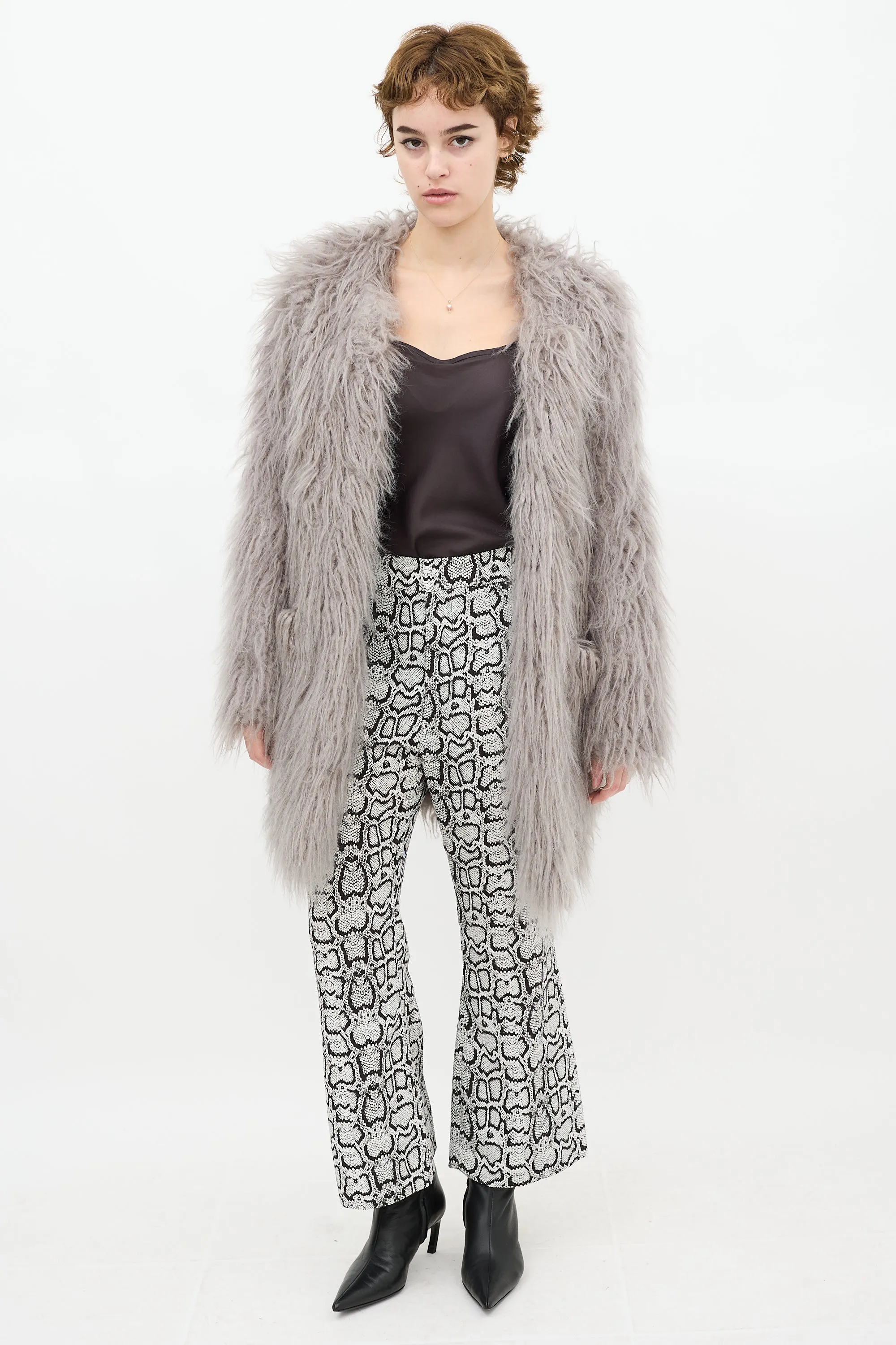 Grey Faux Fur Coat