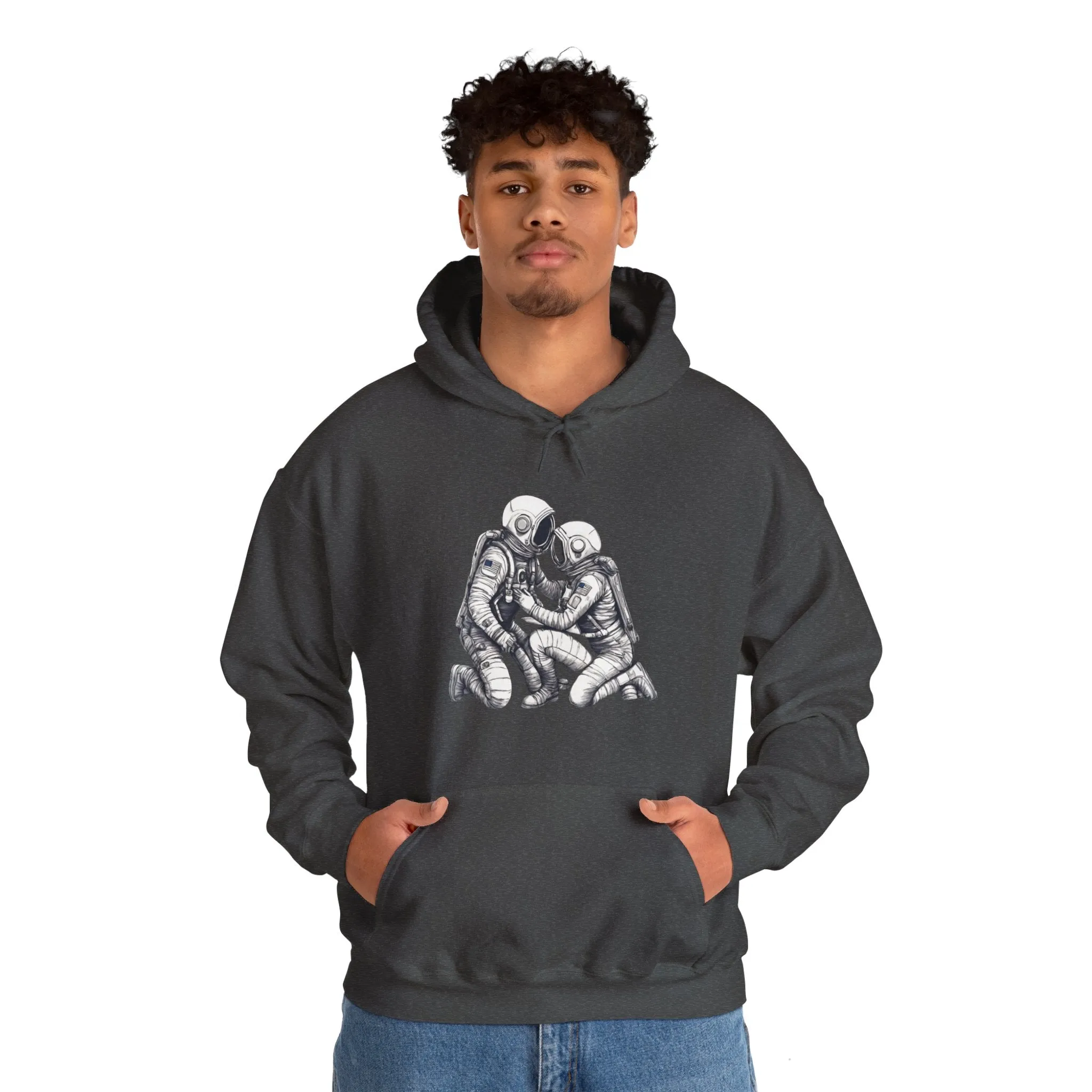 Here For You Astronaut Spaceart Sci-Fi Hoodie