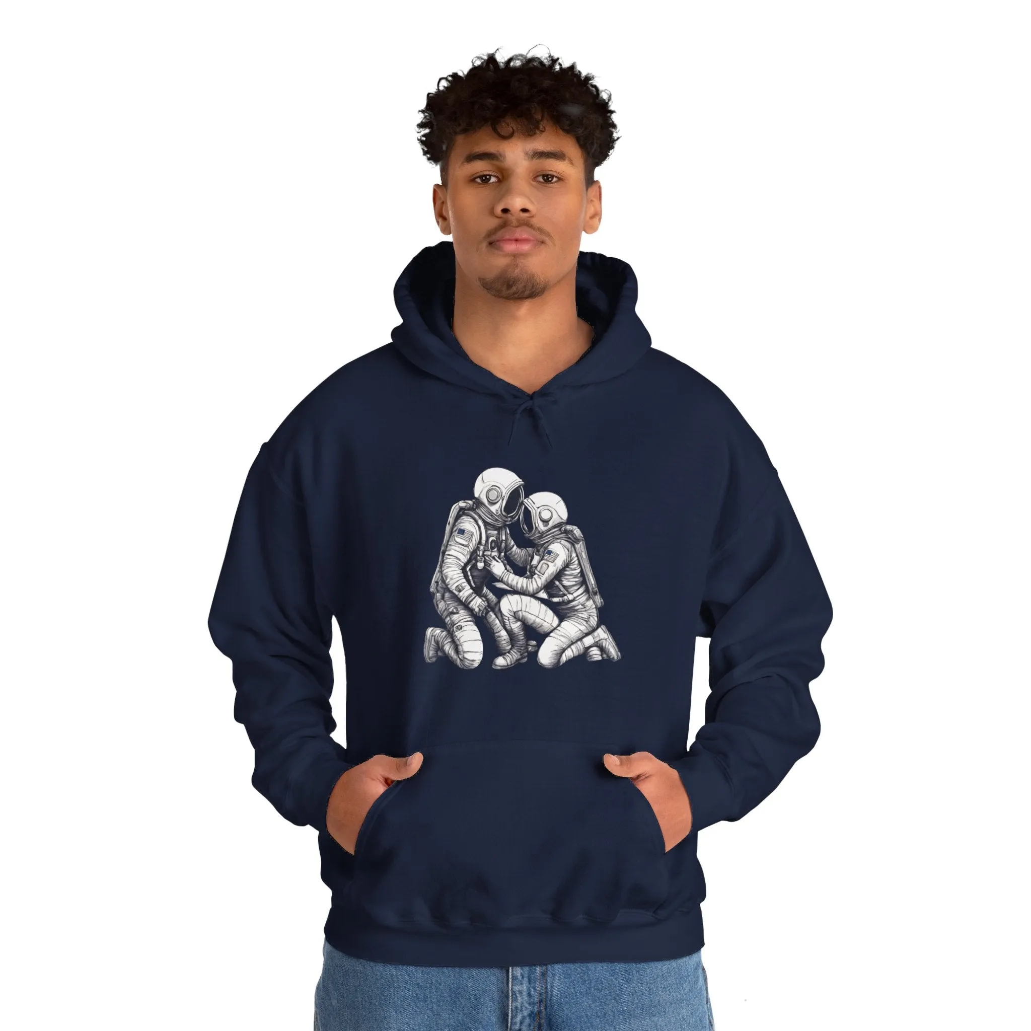 Here For You Astronaut Spaceart Sci-Fi Hoodie