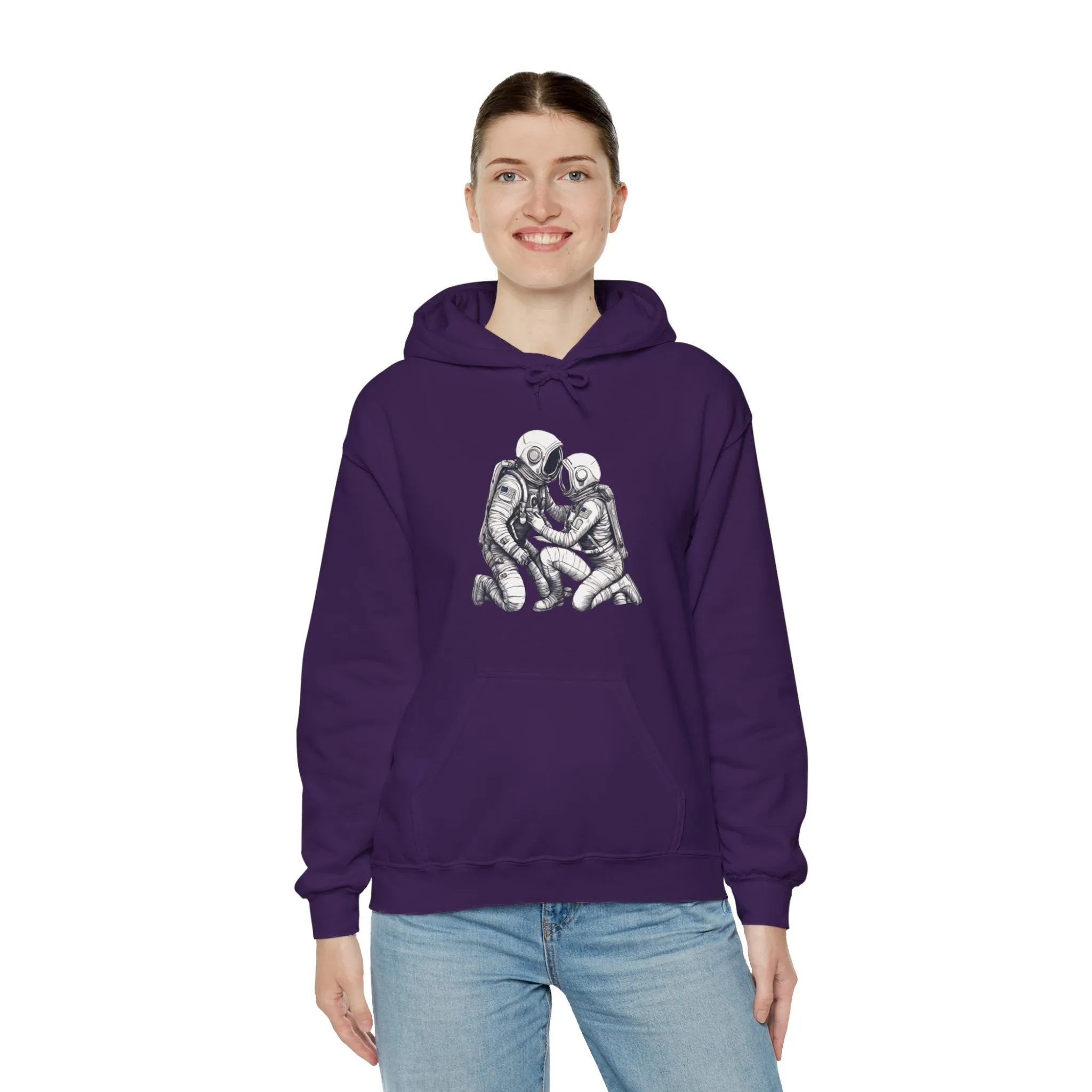 Here For You Astronaut Spaceart Sci-Fi Hoodie