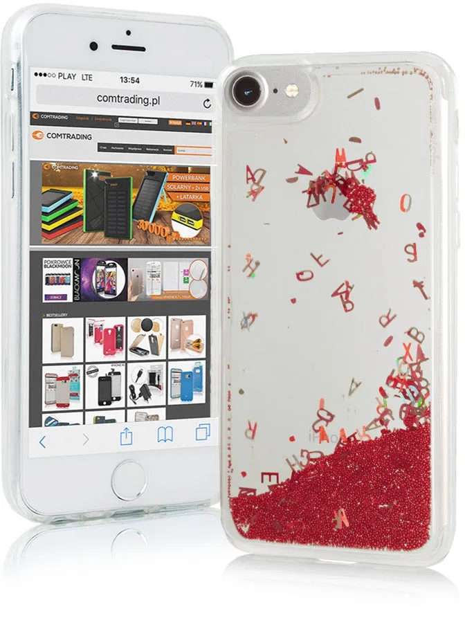 iPhone SE 2 (2020) Liquid Letters Glitter Cover - Red