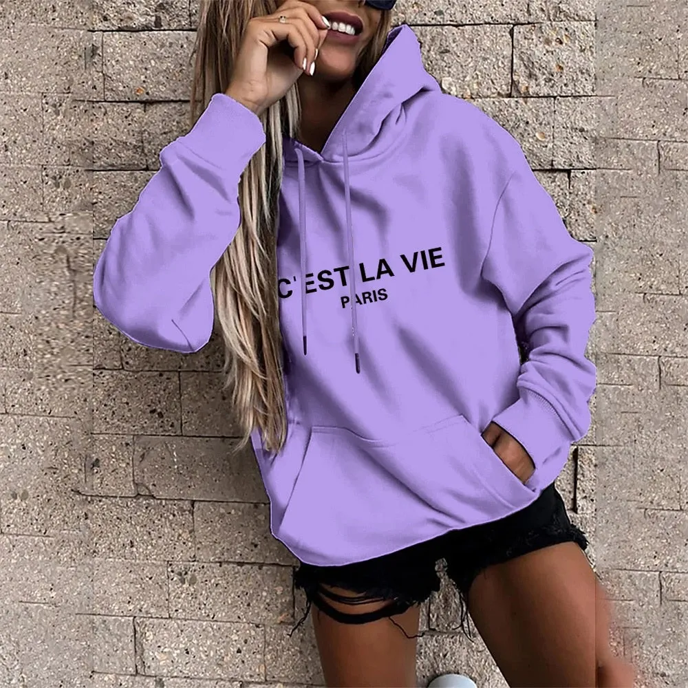 Lazy Style Sportswear Pullover Polyester Cotton Shirt Hoodie Casual Womens 2021year New Harajuku Hoodie Womens Sweater