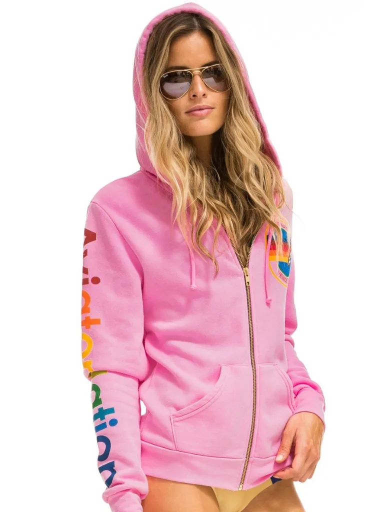 Logo Zip Hoodie Neon Pink Miami