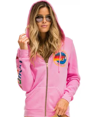 Logo Zip Hoodie Neon Pink Miami