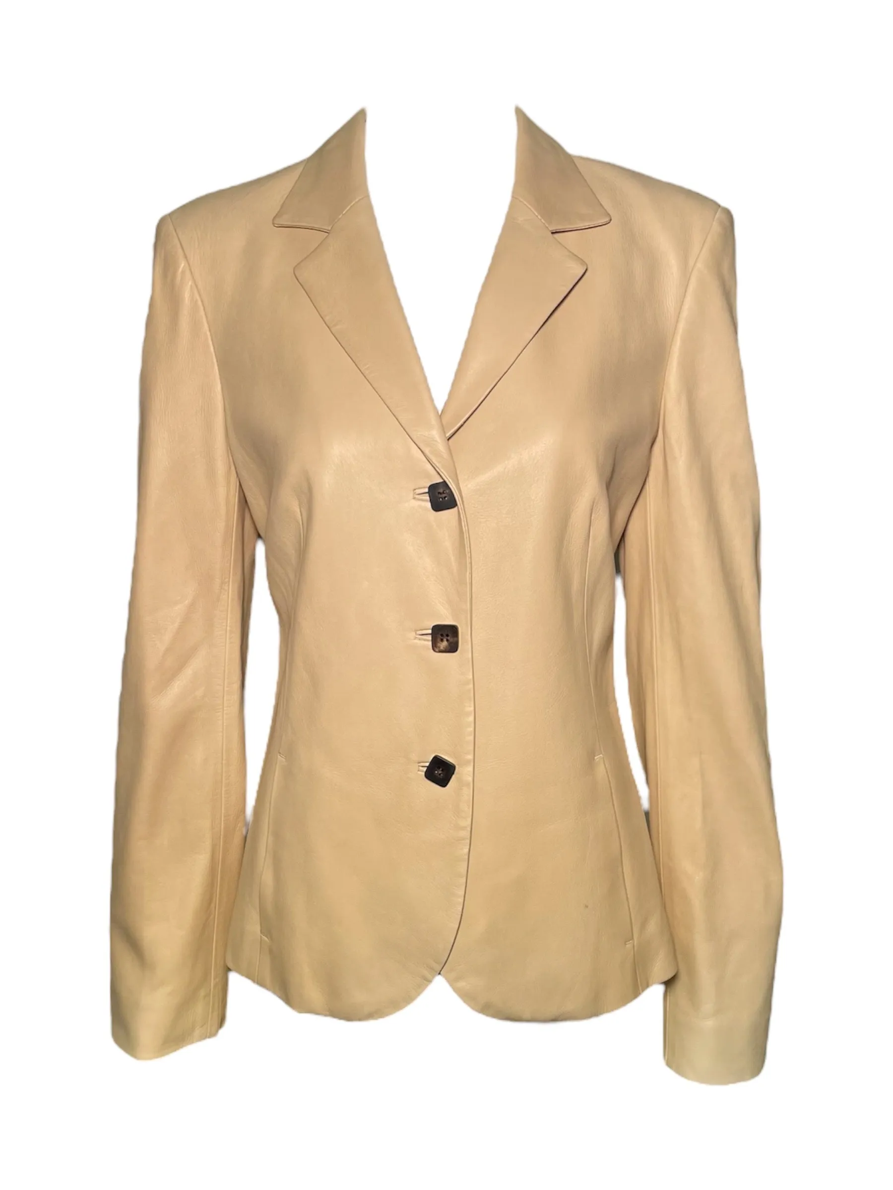 Loro Piana 2000s Beige Leather Blazer