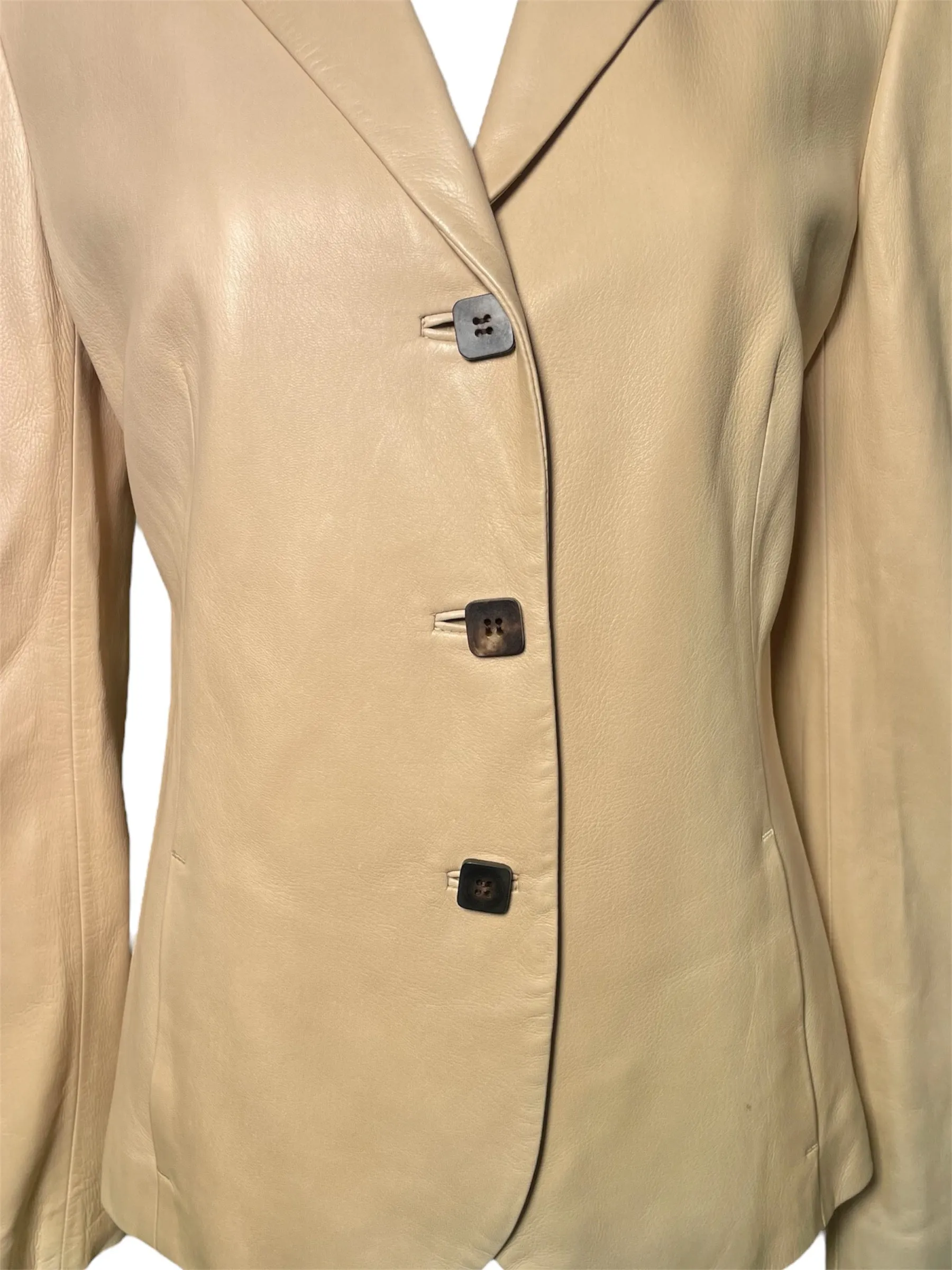 Loro Piana 2000s Beige Leather Blazer