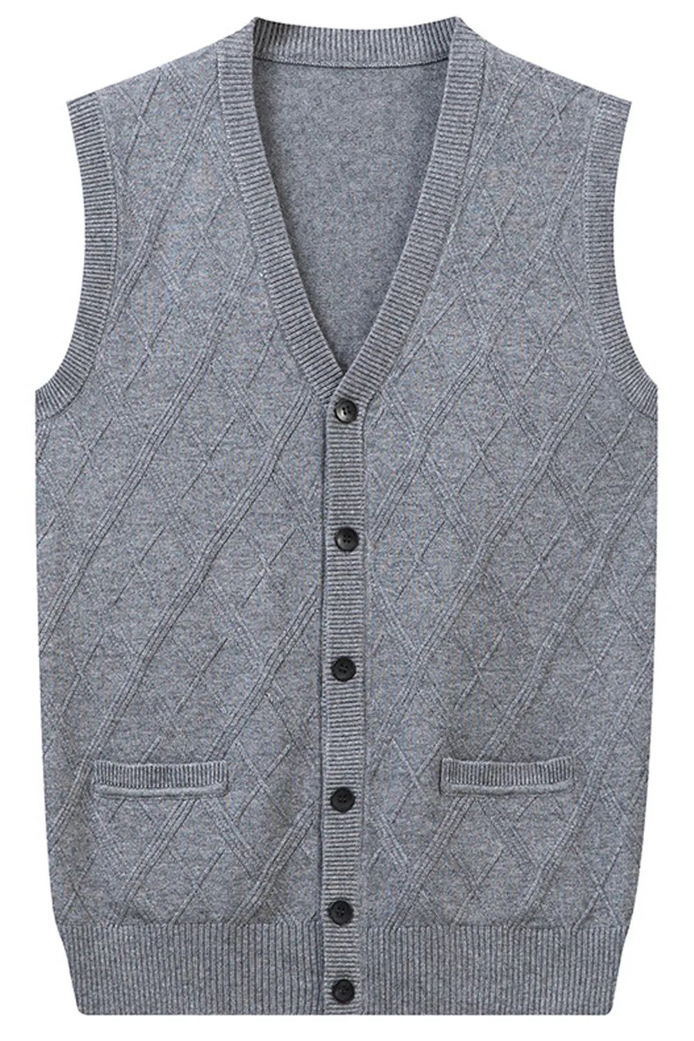 Men Elegant Button Down Sleeveless Warm Vest Cardigan - MC89322