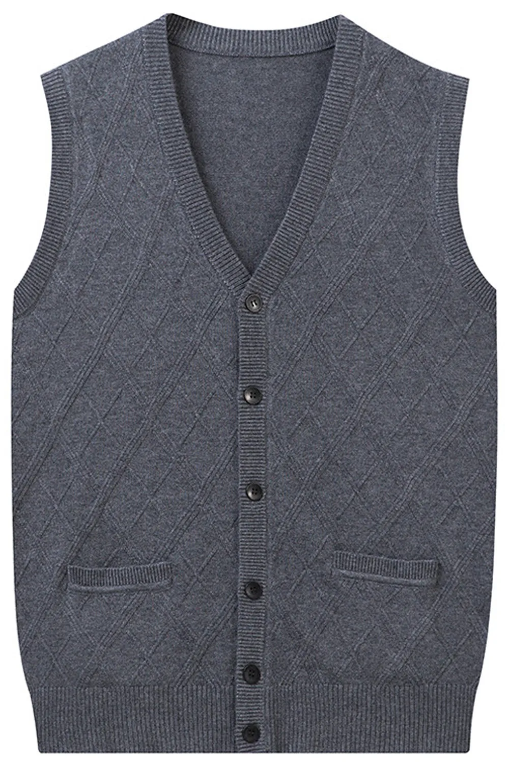 Men Elegant Button Down Sleeveless Warm Vest Cardigan - MC89322