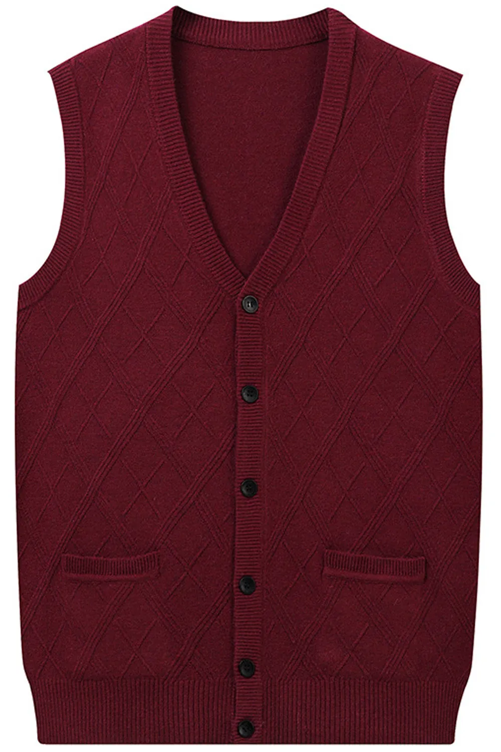 Men Elegant Button Down Sleeveless Warm Vest Cardigan - MC89322