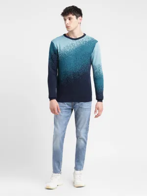 Men's Ombre Blue Crew Neck Sweater