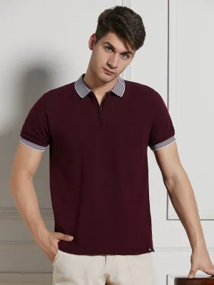 Men's Rust Cotton Regular Fit Polo T-Shirt