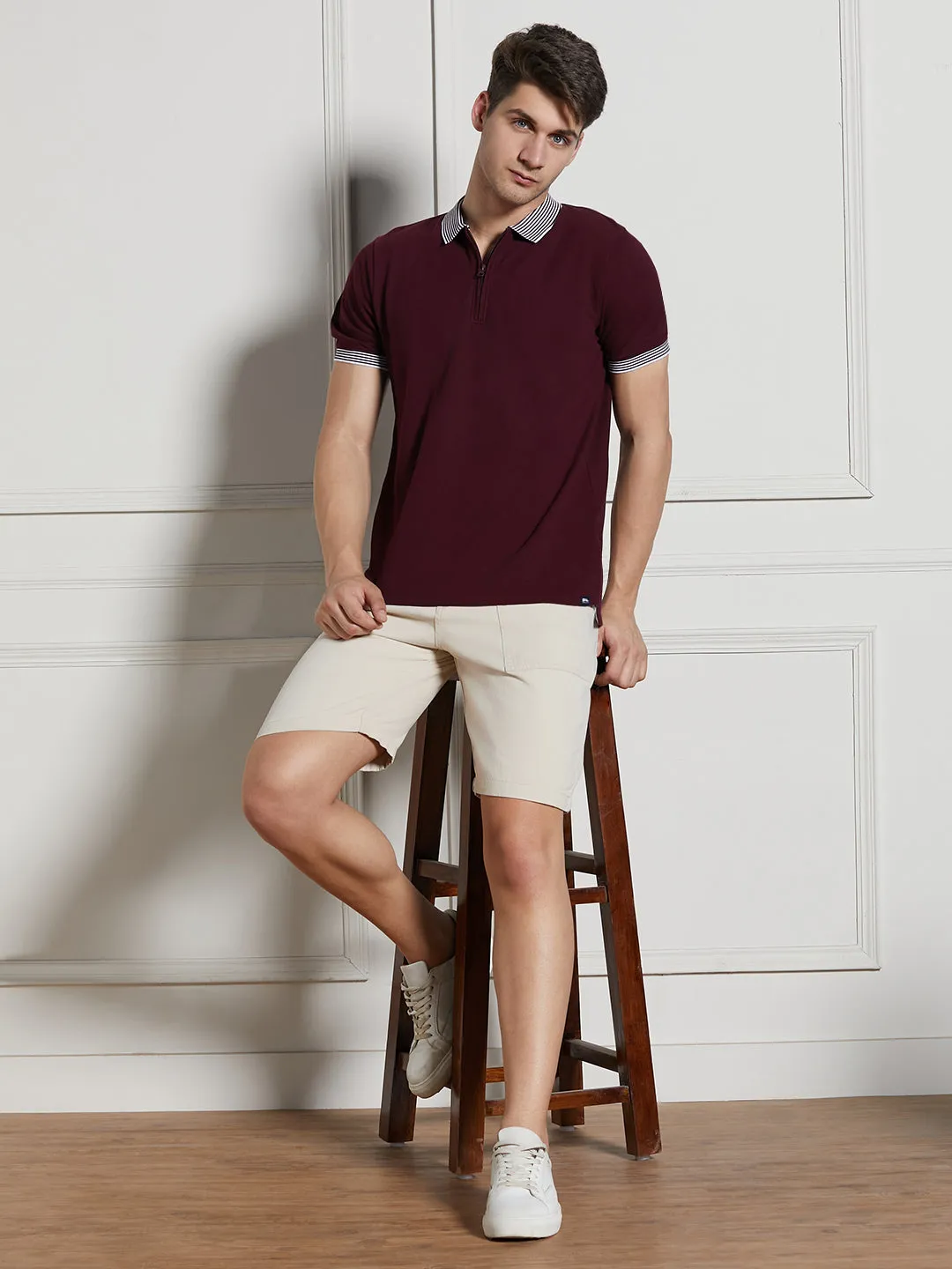 Men's Rust Cotton Regular Fit Polo T-Shirt