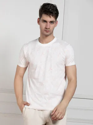 Men's Rust Round Neck Printed Regular Fit T-Shirt