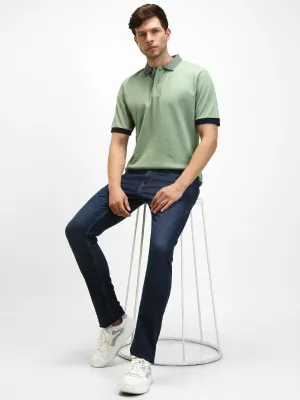 Men's Spread Collar Regular Fit Solid Green T-shirt