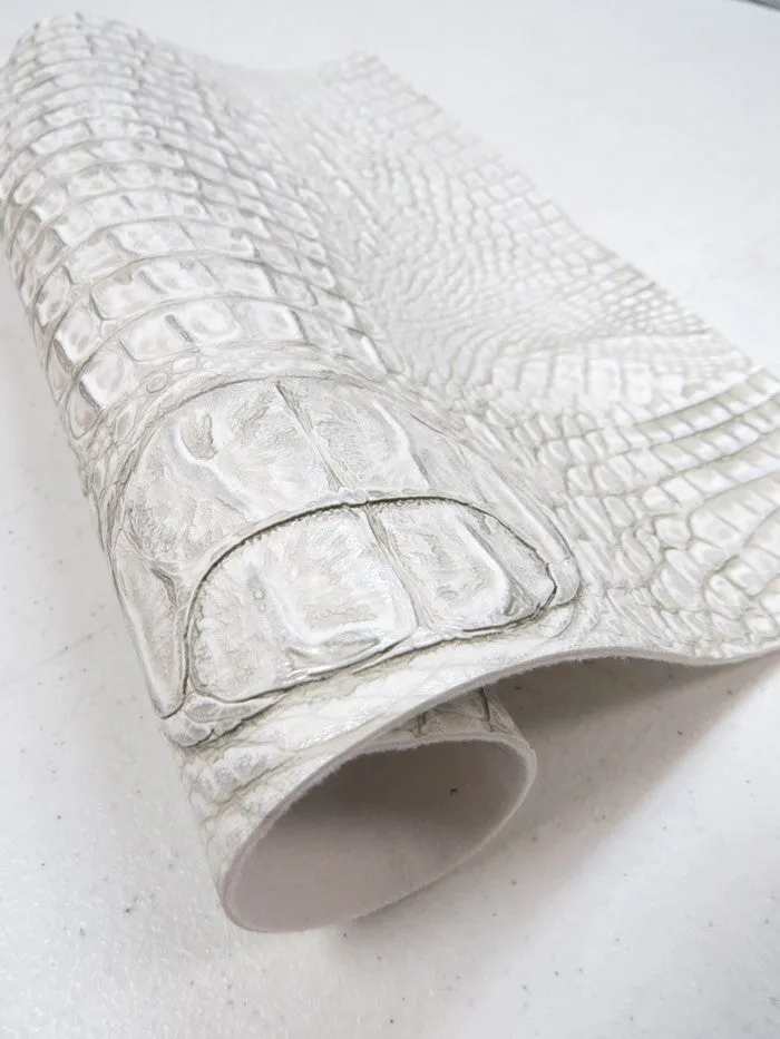 Moonbow Cream Metallic Caiman Gator Vinyl / Sold by the Yard